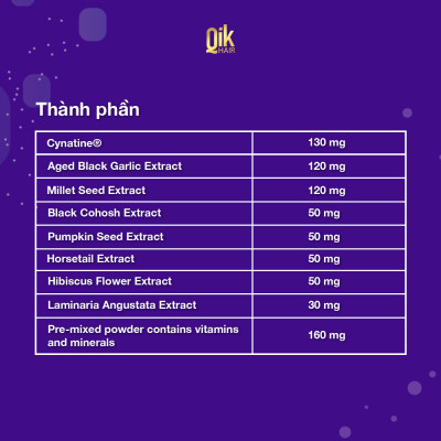 Viên uống QIK HAIR (cho Nữ) hỗ trợ giảm rụng, mọc tóc chắc khỏe (30 viên)