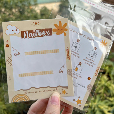 Thẻ Bìa Dán Nailbox Siêu Xinh Kèm Túi Dày Dặn Và HDSD, Tag Nail Box Hình Gấu Hồng, Mây Trắng, Nail Art Sang Trọng Và Hạn Chế Thấm Nước cho bé gái