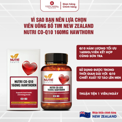 Bộ Sản Phẩm 3 Hộp Viên Uống Bổ Tim New Zealand Nutri Co Q10 160g Hawthorn 30 Viên - Nhập Khẩu Chính Hãng