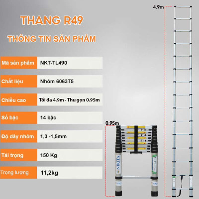 Thang nhôm rút đơn Nikita R49