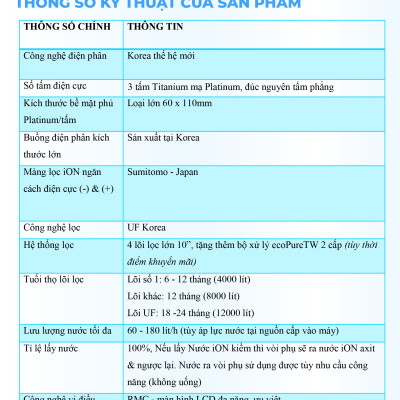 Máy Lọc Nước Điện Giải Ion Kiềm ROBOT IonPrince 37 - Bộ Điện Phân Korea Với 3 Tấm Điện Cực Titanium - Hàng Chính Hãng