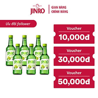 [CHÍNH HÃNG] Soju Hàn Quốc JINRO VỊ NHO 360ml - Combo 6 chai