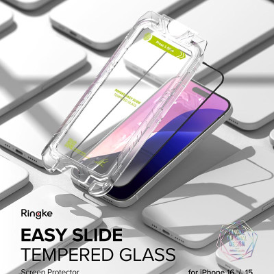 Bộ 2 Kính Cường Lực Kèm Khung Dán dành cho iPhone 16 Pro Max/ 16 Pro/ 16 Plus/ 15 plus/ iphone 16/ 15 RINGKE Easy Slide Tempered_ Hàng chính hãng