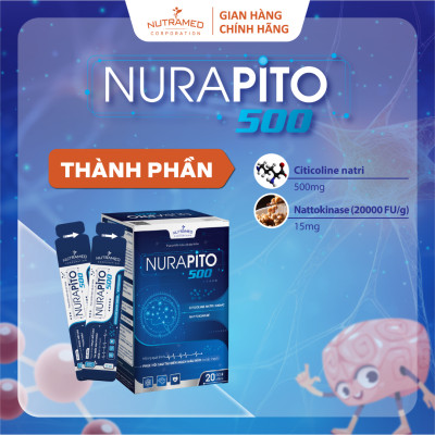 Gói uống Nurapito 500 hỗ trợ ngừa và phục hồi sau tai biến mạnh máu não, hạn chế xơ vữa, tắc mạch (20 gói) - Nutramed