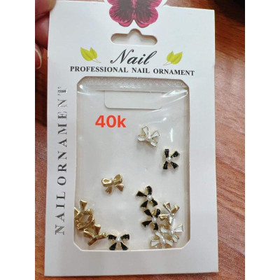 Set Charm Nơ Đen Trắng, Bướm Kim Loại Chống Han Gỉ, Trang Trí Móng Đẹp, Làm Nail Sang Trọng Nail Phương Miu Nữ Women