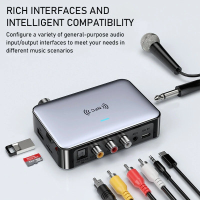 SOAIY Bộ Thu Phát Giải Mã DAC DSP Ghép Nối NFC Hỗ Trợ Micrô Hát Karaoke, Đĩa U, Phát Lại Thẻ TF, Optical Bluetooth M16 Pro - Hàng Nhập Khẩu