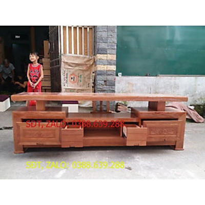 Kệ tivi kiểu Nhật gỗ sồi Nga kệ 2,4m