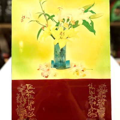 Tranh lịch sơn mài cao cấp Thanh Bình Lê size 30x40 cm treo tường, trang trí nhà cửa, văn phòng, quà tặng tân gia, tặng