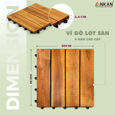 Vỉ Gỗ Lót Sàn Ban Công Cao Cấp 4 Nan – Chống Thấm, Bền Bỉ, Màu Vàng Sang Trọng