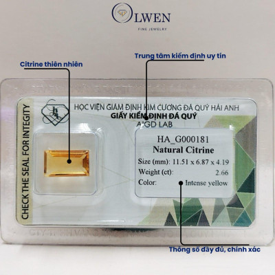 Viên đá thạch anh vàng ( citrine ) thiên nhiên  HA_G000181
