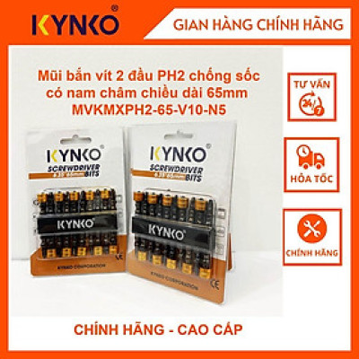 (VỈ 10 CÁI)Mũi bắn vít 2 đầu PH2 chống sốc có nam châm chiều dài 65mm MVKMXPH2 -65-V10-N5 KYNKO CHÍNH HÃNG