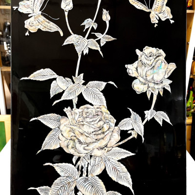 Tranh sơn mài - HOA, TRÚC - Khảm cừ cao cấp size 40x60 thích hợp trang trí, làm quà tặng,...