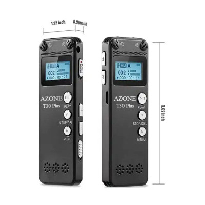 KHUYẾN MÃI KHỦNG, SỐ LƯỢNG CÓ HẠN - ROGTZ - Máy ghi âm Azone T30 Plus Ghi âm 80 giờ Dung lượng 8GB Micro kép Chống ồn chủ động Màn hình LCD Đa định dạng WMA, MP3, WAV Bảo mật Hội thảo Họp hành Ghi ý tưởng Hàng chính hãng