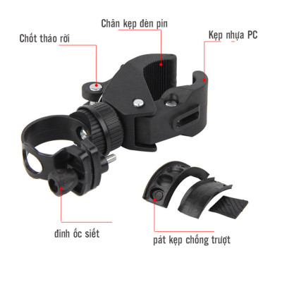 Kẹp Gắn Đèn Pin ML10 Xe Đạp Gắn Ghi Đông Tay Lái Xoay 360 Độ Chắc Chắn Mai Lee (không kèm đèn pin)