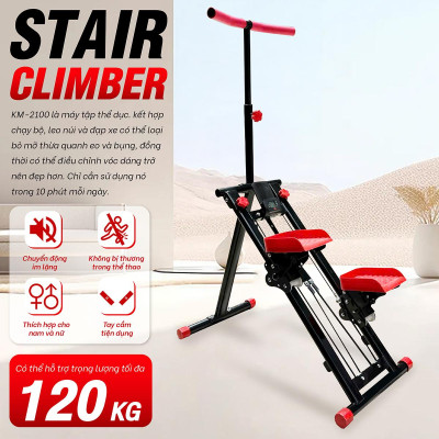 BG Máy Leo Núi Tại Nhà KM-2100 RED Máy Leo Bậc Thang Gấp Gọn Tại Nhà An Toàn, Tiện Lợi, Hiệu Quả (hàng nhập khẩu)