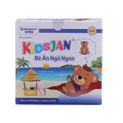 Thực Phẩm BVSK KIDSJAN Bé Ăn Ngủ Ngon - Hỗ Trợ Bồi Bổ Sức Khỏe, Ngủ Ngon (Hộp 4 Vỉ x 5 Ống x 10ml)