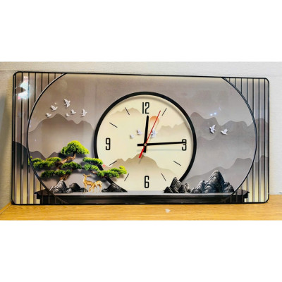 (CÓ ẢNH THẬT)Tranh đồng hồ tráng gương cây tùng 2 trang trí decor phòng khách quà tặng tân gia