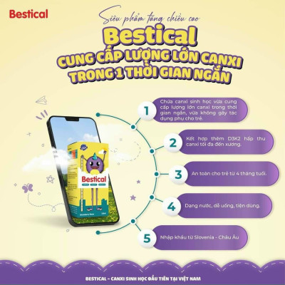 CANXI SINH HỌC BESTICAL thế hệ mới - Sự kết hợp hoàn hảo giữa canxi vô cơ và canxi hữu cơ cho bé bứt phá chiều cao