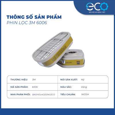 Phin lọc than hoạt tính 3M 6006 lọc hơi hữu cơ, Amoniac, Methilamin, Formaldehit và HF dùng cho mặt nạ phòng độc 3M
