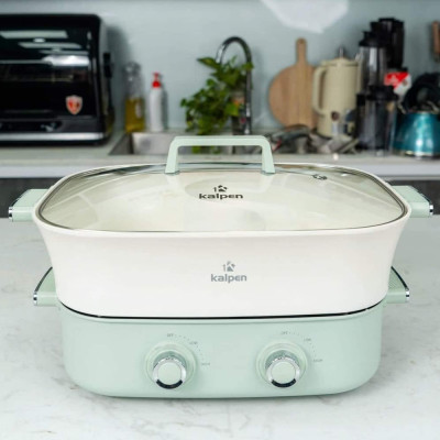 Bếp Nướng Lẩu Hai Ngăn Đa Năng Kalpen 6.5L PP66 Công Suất 2200W - Hàng Chính hãng