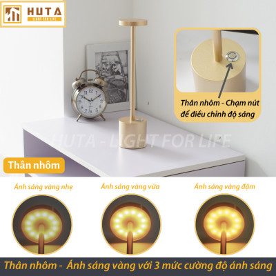 Đèn Bàn Led Quầy Bar Nhà Hàng HUTA AL4 Cảm Ứng Pin Sạc Tích Điện Điều Chỉnh Ánh Sáng Vàng Trang Trí Quán Cà Phê Lounge Sự Kiện Bàn Ăn