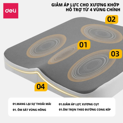 Đệm ngồi Deli nệm lót ghế cao su non siêu đàn hồi chống trĩ chống đau ê mông êm ái giúp ngồi thoải mái cả ngày tiện dụng