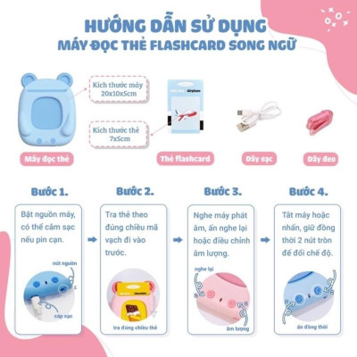 Máy đọc thẻ song ngữ Anh Việt, Máy đọc thẻ tiếng Anh loại 255 thẻ Flashcard 510 từ vựng