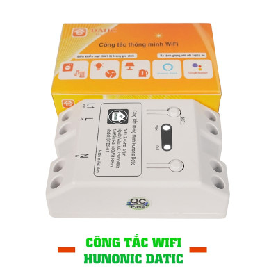 Công Tắc Thông Minh Wifi Hunonic Datic 1 Kênh 500W/220V Điều Khiển Thiết Bị Từ Xa Qua Điện Thoại, Hẹn Giờ Tự Động.
