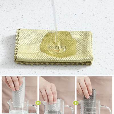 SET 5 Khăn Lau Gương Kính Màn Hình Đa Năng 30x40 CM Không Bụi Vải Da Cá Lau Mặt Bàn Bếp