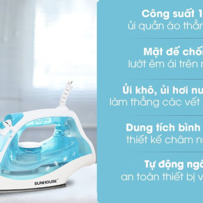Bàn ủi hơi nước Sunhouse SHD2065 1600W - Hàng chính hãng