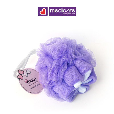 Bông tắm MUW hình hoa màu tím 6516