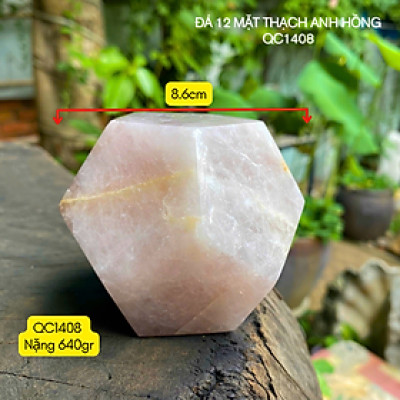 Đá 12 mặt thạch anh hồng NHASAN QC1408 công cụ hỗ trợ thiền định - nặng 640gr, đường kính 8.6cm
