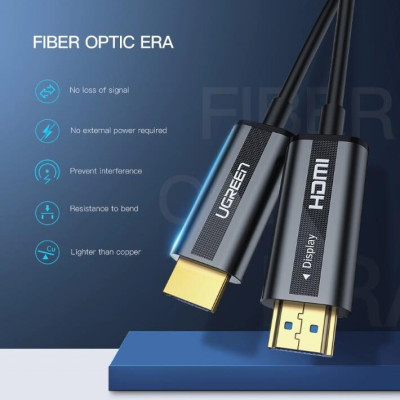 Ugreen UG50717HD132TK 10M màu Đen Cáp tín hiệu HDMI chuẩn 2.0 sợi quang cao cấp - HÀNG CHÍNH HÃNG
