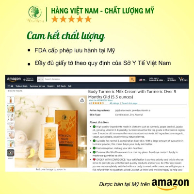 Kem sữa nghệ toàn thân dưỡng trắng da body, đánh bay thâm rạn hiệu quả Wonmom 180g