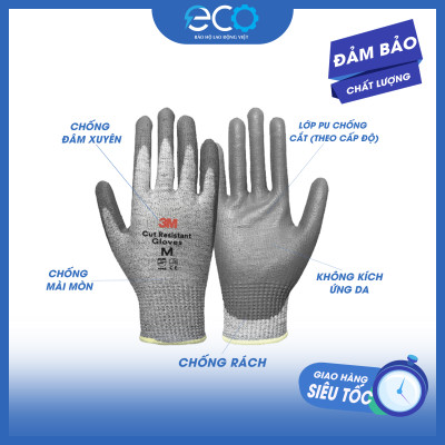 Găng tay chống cắt 3M cấp độ 5 tiêu chuẩn EN388 an toàn khi làm việc, lao động, thao tác chuẩn xác