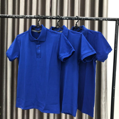 Áo Phông Nam có cổ, Áo Thun Vải Cá Sấu Co Giãn 4 Chiều Màu Xanh Da Trời Màu Xanh Dương