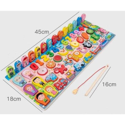 Bộ câu cá 5in1 cho bé, đồ chơi ghép hình bằng gỗ thông minh cho trẻ em