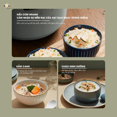 Nồi áp suất Bear SB-AS25L - Dung tích 2.5L, Nhiều chế độ, Hẹn giờ - Bản Tiếng Việt, Hàng chính hãng