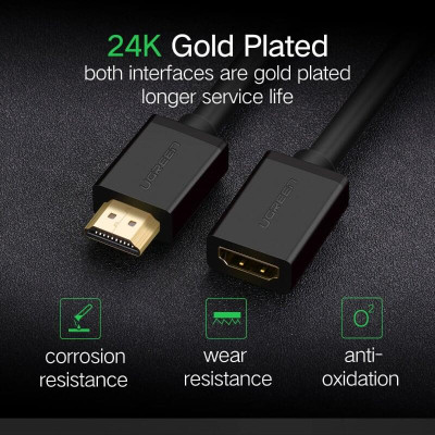 Ugreen 10146 5M màu Đen Cáp tín hiệu HDMI nối dài hỗ trợ 4K x 2K Ugreen HD107 - Hàng Chính Hãng