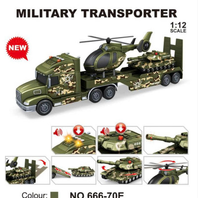 Đồ chơi - TOYSTAR - 666-70E Mô hình đồ chơi vận chuyển quân sự tỉ lệ 1:12 có đèn và âm thanh (KT 57x12x18.5cm)