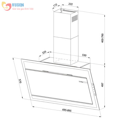 Máy hút mùi Eurosun EH-70CN78B - Hàng chính hãng