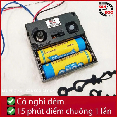 Bộ Máy Phát Nhạc Chuông Điểm Giờ Cho Đồng Hồ Treo Tường - 15 Phút 1 Lần, 3 Kiểu Nhạc, Chế Độ Nghỉ Đêm - Bảo Hành 3 Năm