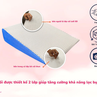 Gối Latex Foam Chống Trào Ngược Cho Người Lớn Kingroll Tặng Kèm Áo Vải Lưới 5D Thoáng Mát Được Bọc Sẵng