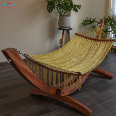 Võng Bán Nguyệt Gỗ Nhỏ – Lưới Dải Gỗ 60cm, Thiết Kế Sang Trọng, Chất liệu bền bỉ