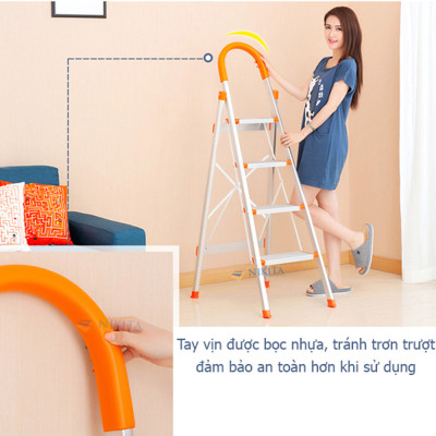 Thang ghế tay vịn gia đình xếp gọn, bậc thang to kèm tay vịn đảm bảo an toàn -Hàng chính hãng NIKITA