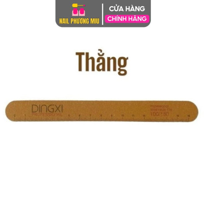 Dũa DINGXI Có Thước Đo Loại Dày Nhiều Form Vuông, Thẳng, Bầu, Kim Cương Màu Nâu Da Bò Cao Cấp Có Kẻ Vạch Làm Nail Chuyên Nghiệp