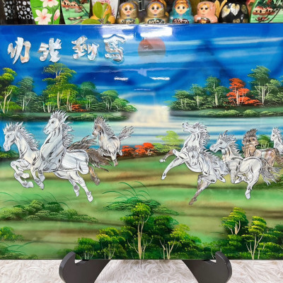 Tranh sơn mài mã đáo thành công cẩn ốc xà cừ cao cấp size 40x60 cm treo tường, trang trí,...