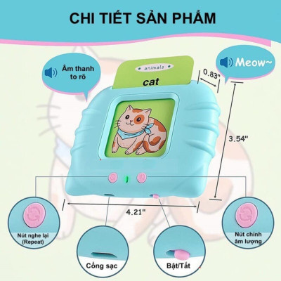Máy đọc thẻ song ngữ Anh Việt, Máy đọc thẻ tiếng Anh loại 255 thẻ Flashcard 510 từ vựng
