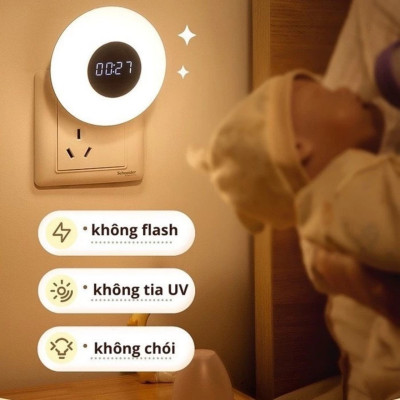 Đèn Ngủ Thông Minh, Điều Chỉnh Được Nhiều Cấp Độ Sáng, Có Đồng Hồ, Điều Khiển Từ Xa Bằng Remote