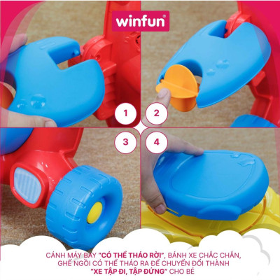 Xe tập đi cho bé kiêm tậ.p đứng, chòi chân kèm đồ chơi thả khối có nhạc cho trẻ từ 6 đến 36 tháng Winfun 0875